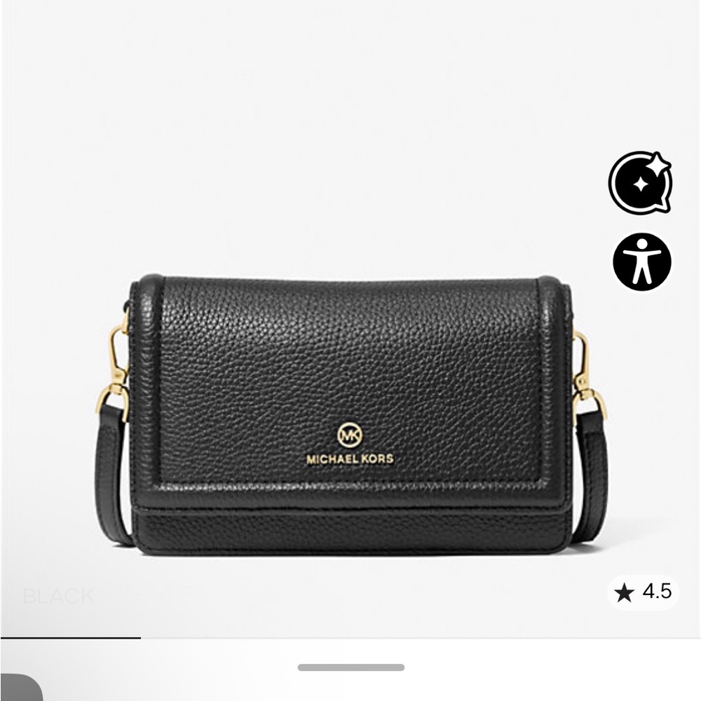 MICHAEL KORS Jet Set Small Pebbled Leather Smartphone Crossbody Black